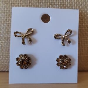 Floral and Bow Earrings Set